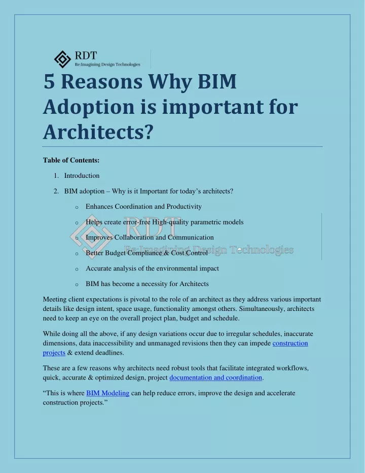 PPT - 5 Reasons Why BIM Adoption Is Important For Architects PowerPoint ...