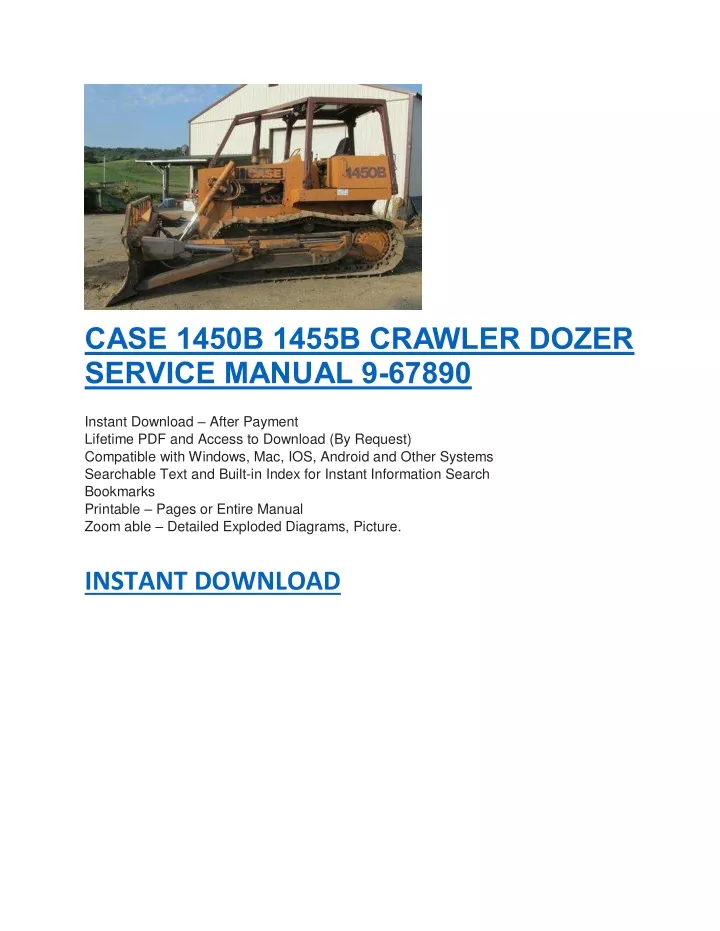 PPT - CASE 1450B 1455B CRAWLER DOZER SERVICE MANUAL 9-67890 PowerPoint ...