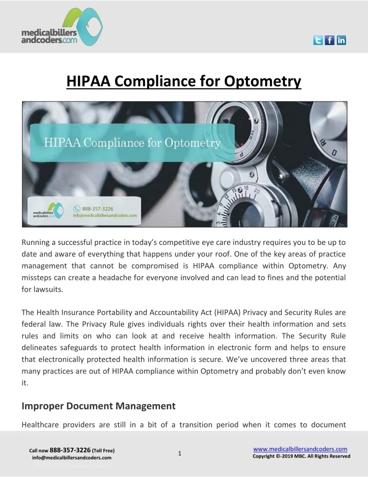 PPT - HIPAA Compliance for Optometry PowerPoint Presentation, free ...