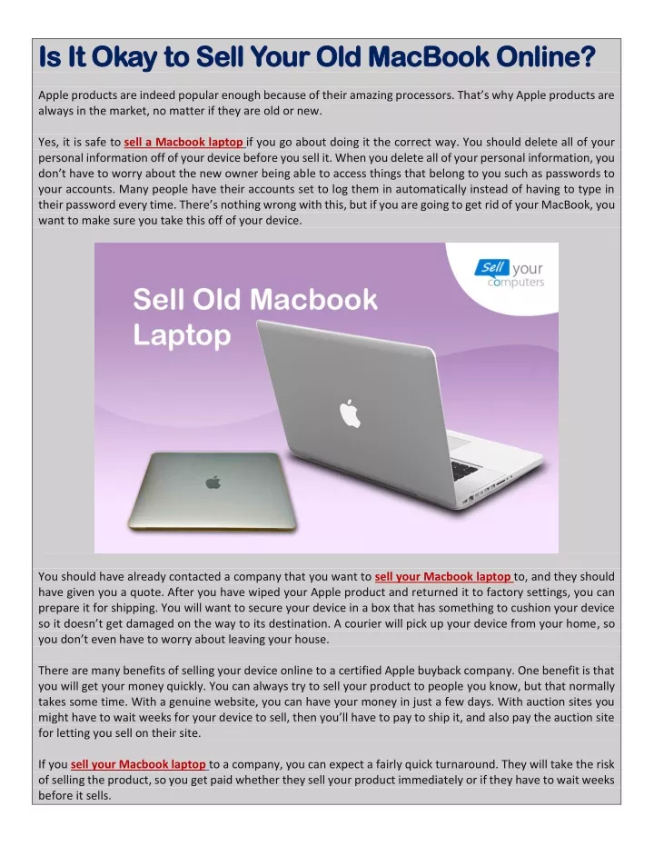 selling old macbooks