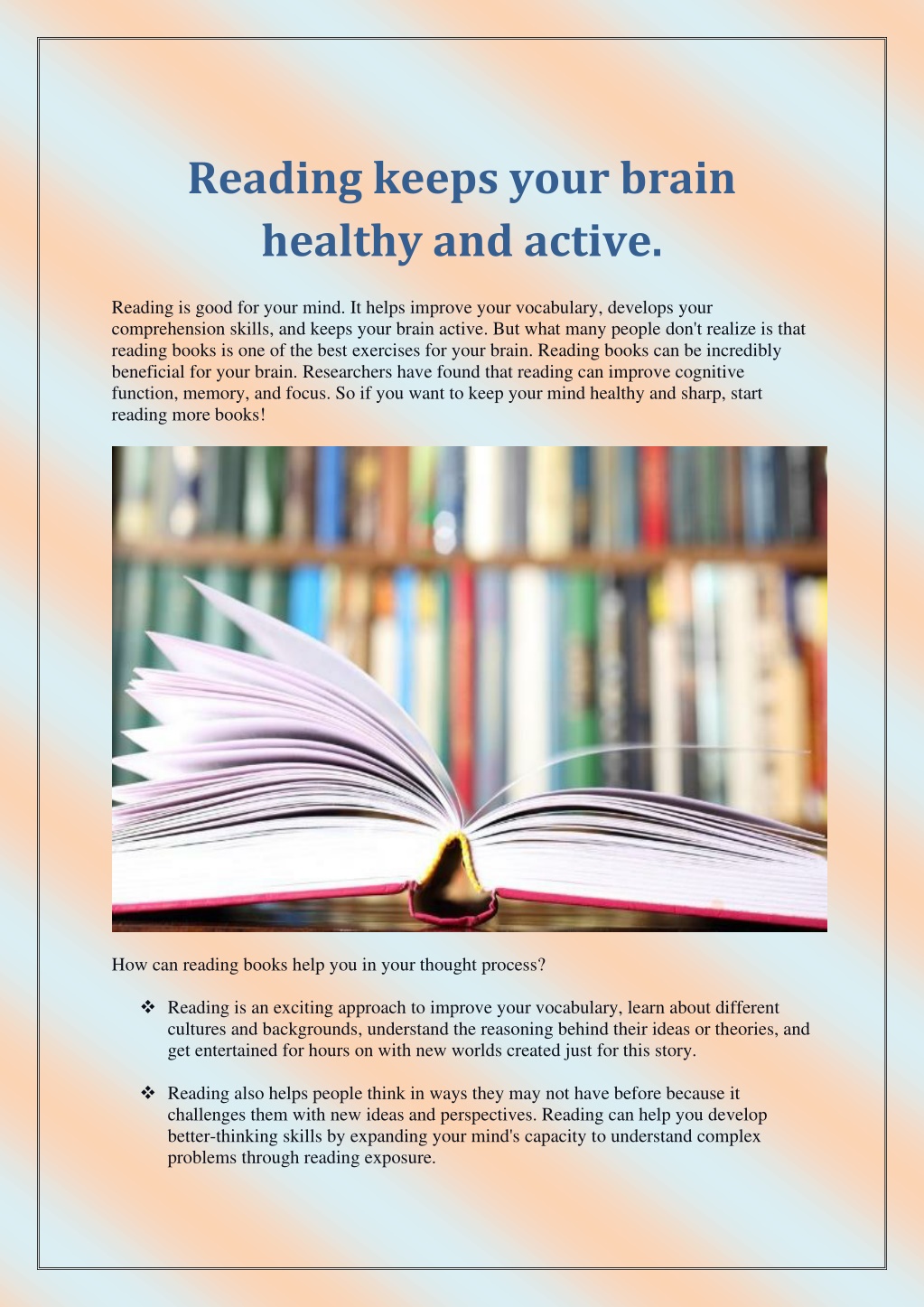 PPT - Reading keeps your brain healthy and active. PowerPoint ...