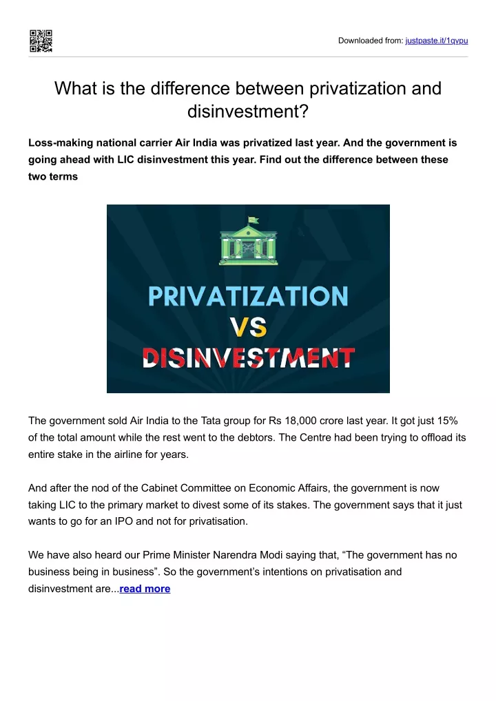 PPT - What Is The Difference Between Privatization And Disinvestment ...