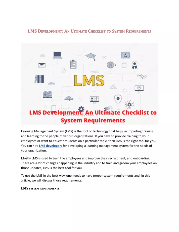 Ppt Lms Development An Ultimate Checklist To System Requirements