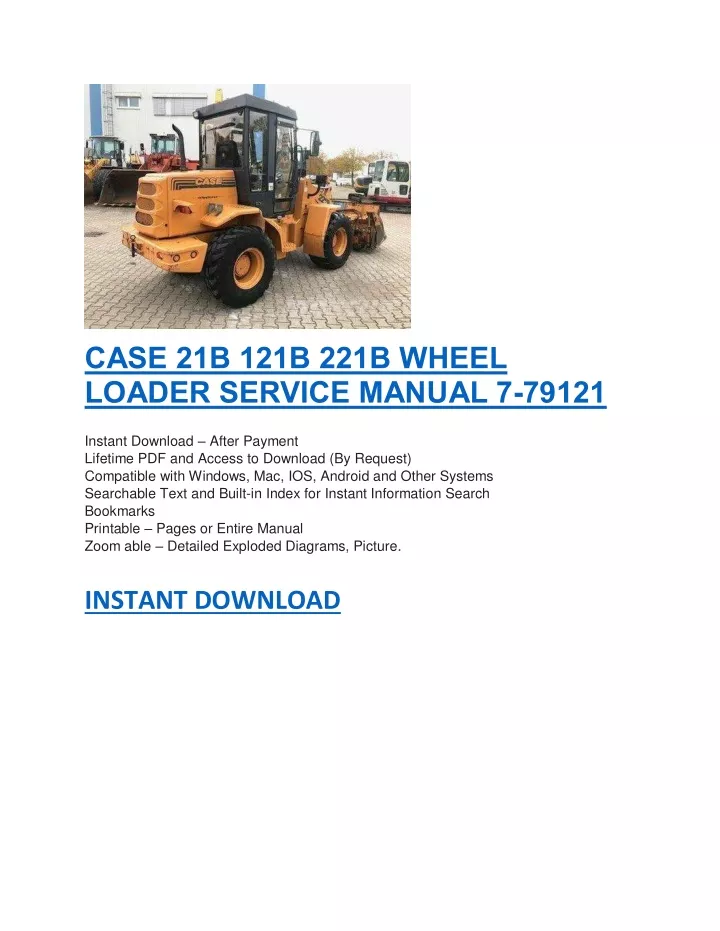 PPT - CASE 21B 121B 221B WHEEL LOADER SERVICE MANUAL 7-79121 PowerPoint ...