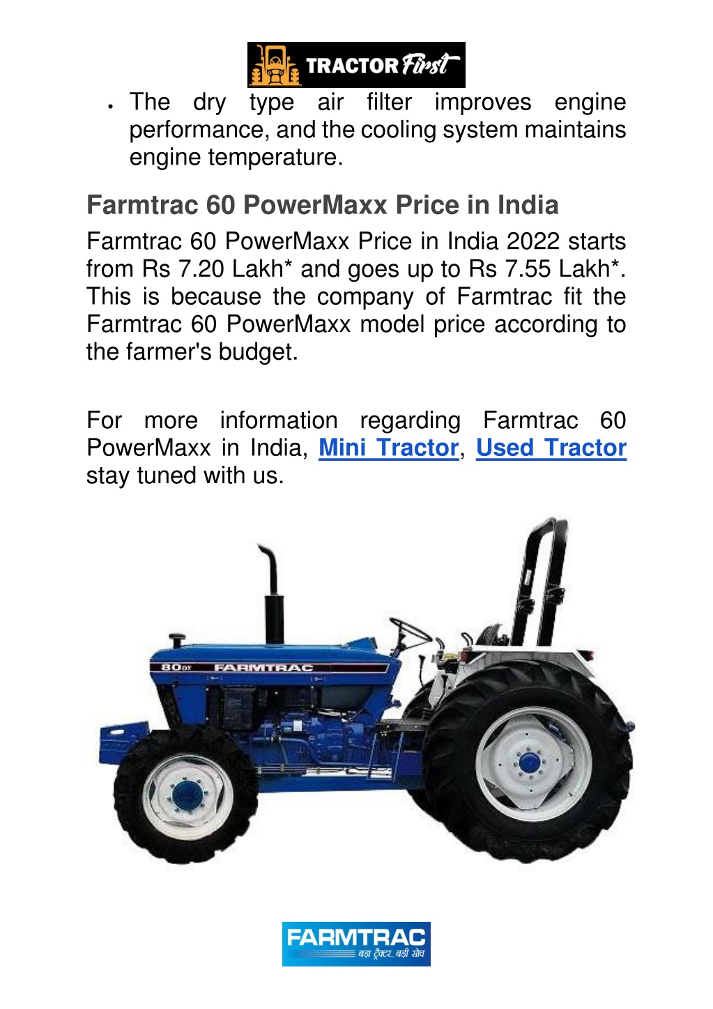 PPT - Farmtrac 60 PowerMaxx Tractor In India - Features & Price ...