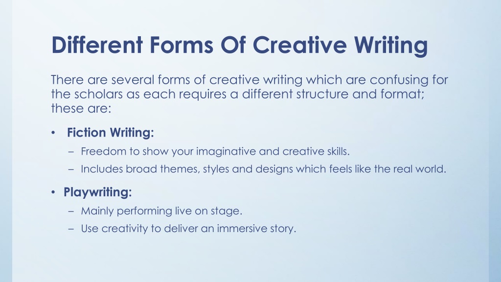 what are the forms of creative writing