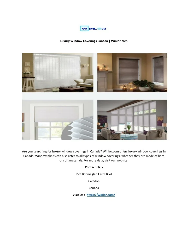 PPT Luxury Window Coverings Canada PowerPoint Presentation, free