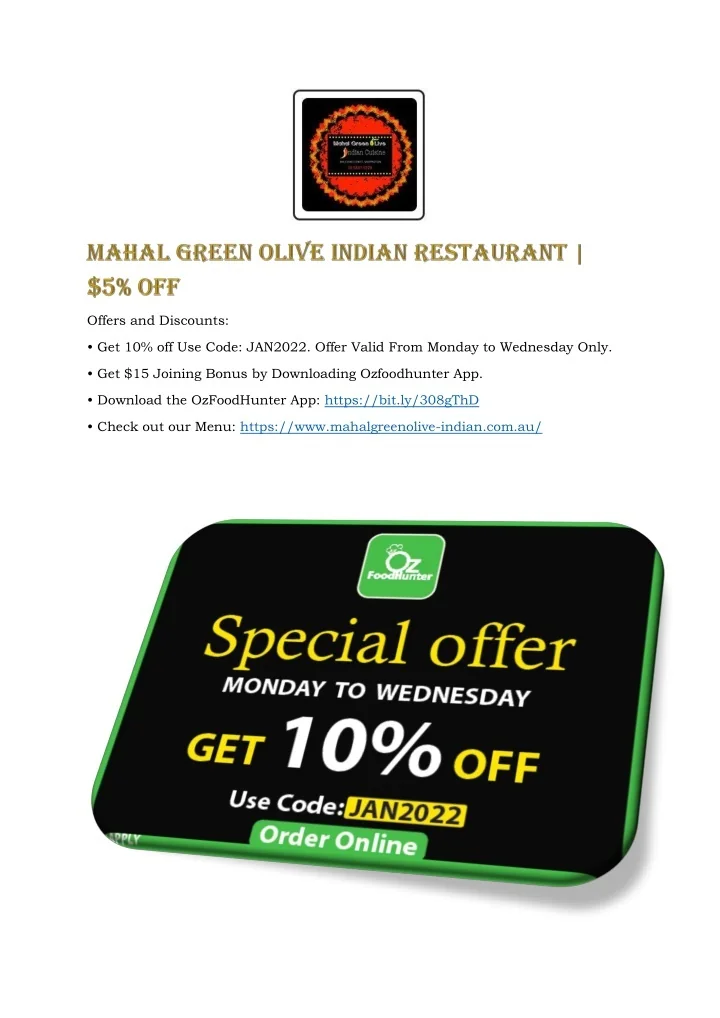 PPT Mahal Green Olive Indian Restaurant PowerPoint Presentation, free