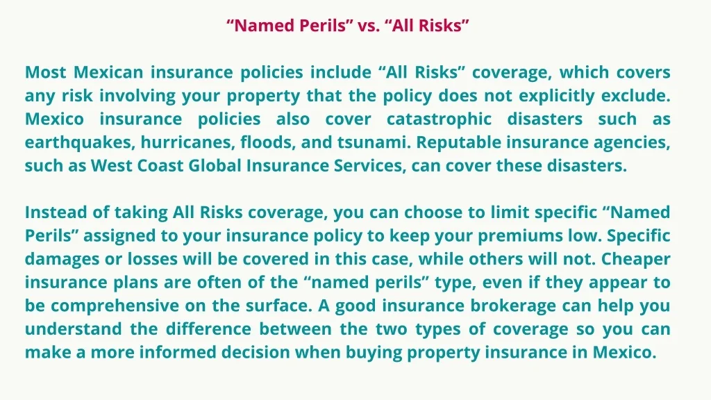 PPT - 4 Most important coverage included on a Mexico Home Insurance ...