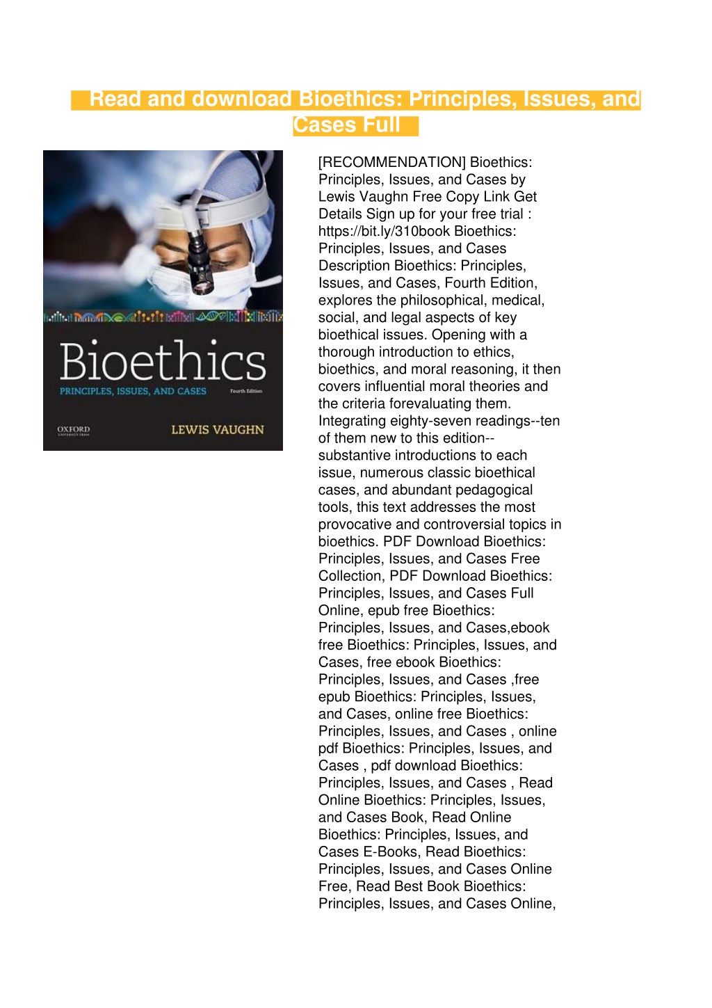 PPT - Read And Download Bioethics: Principles, Issues, And Cases Full ...