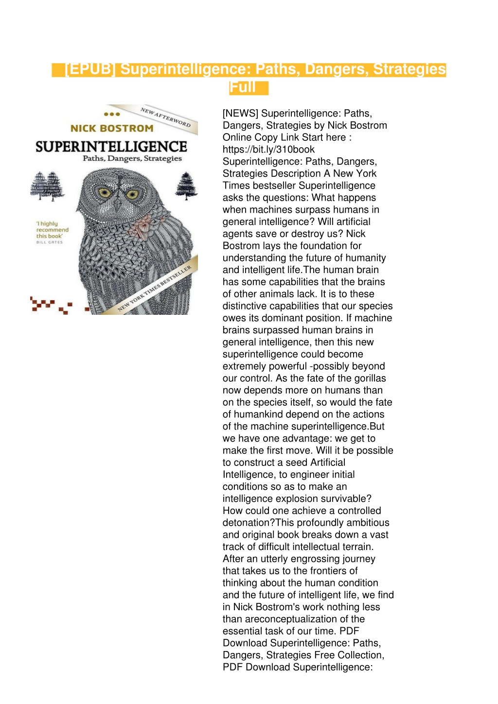 superintelligence paths dangers and strategies superintelligence paths dangers and strategies