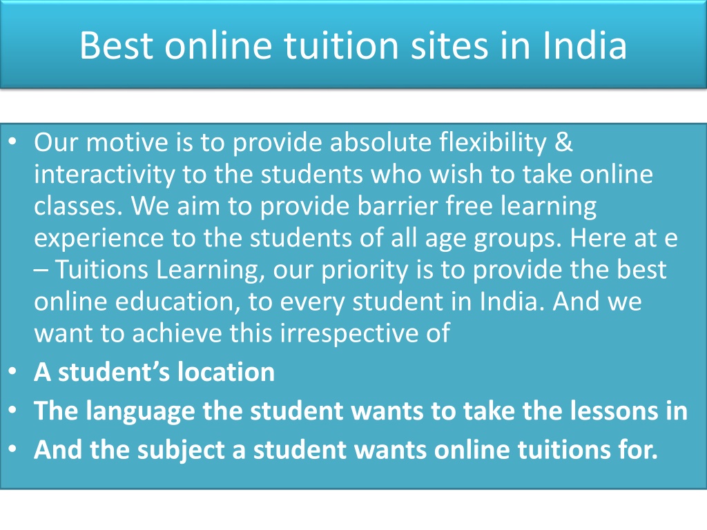 PPT - Best online tuition sites in India PowerPoint Presentation, free ...