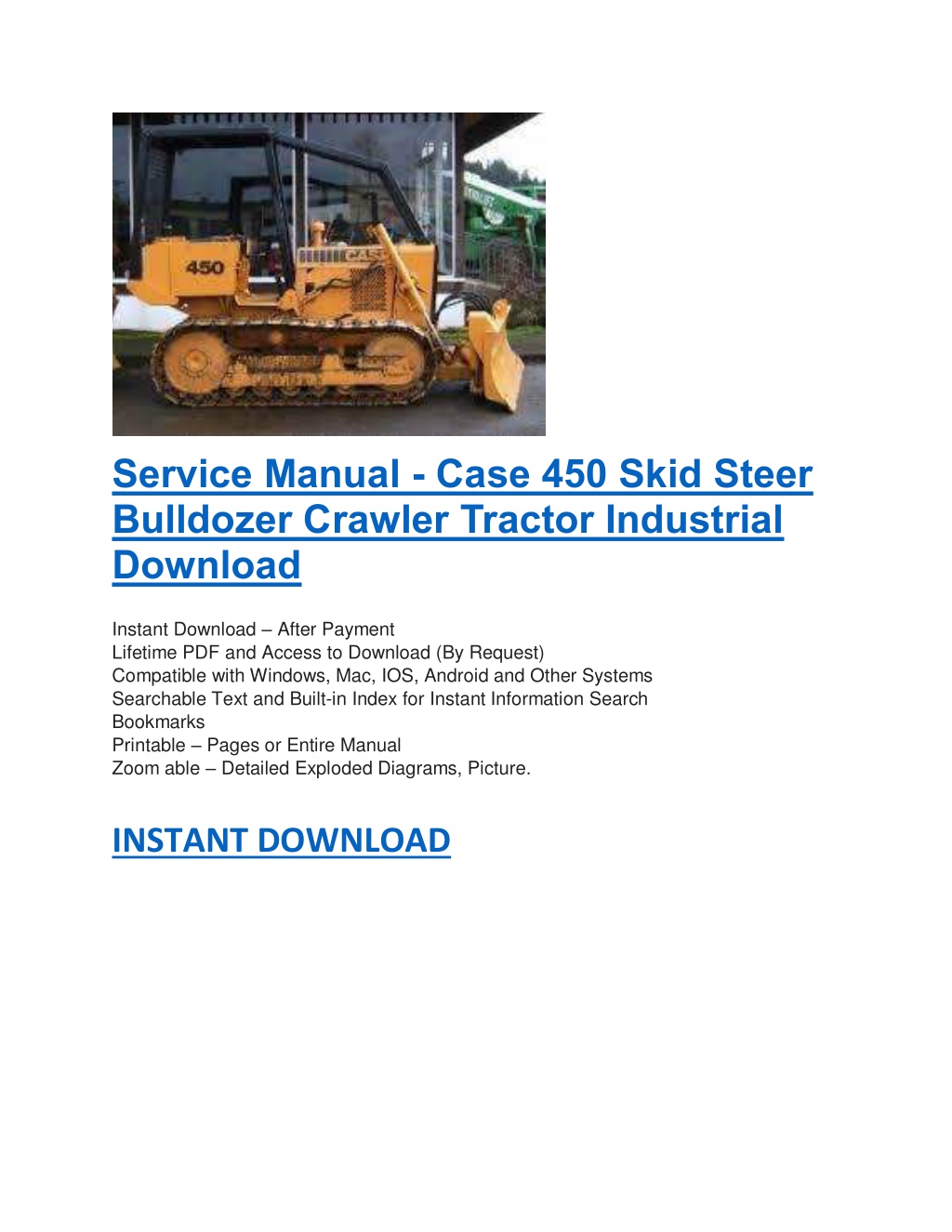 PPT - Service Manual - Case 450 Skid Steer Bulldozer Crawler Tractor ...