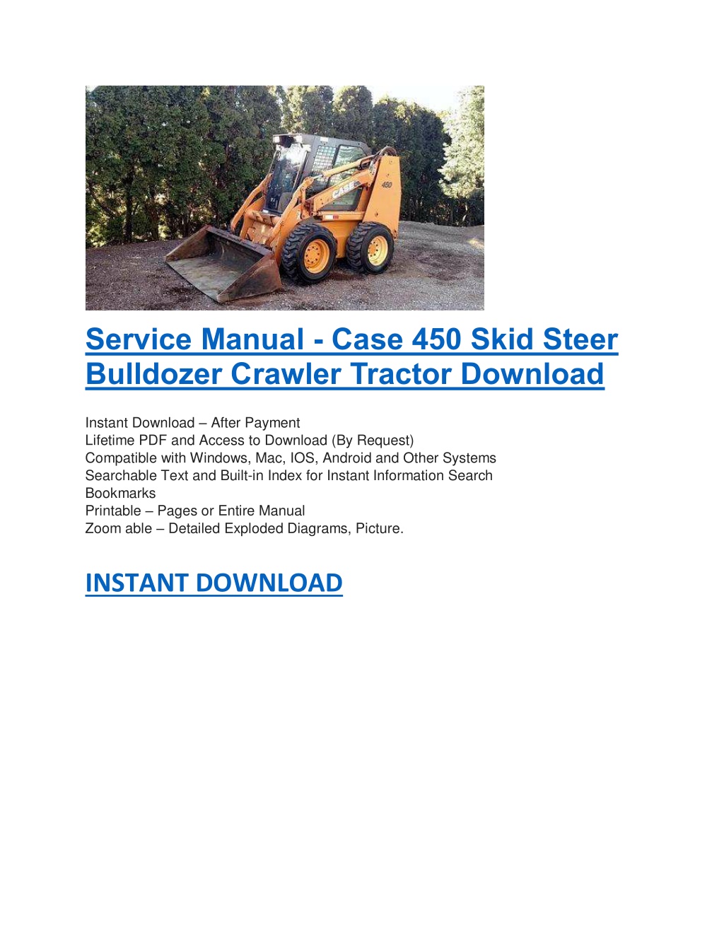 PPT - Service Manual - Case 450 Skid Steer Bulldozer Crawler Tractor ...