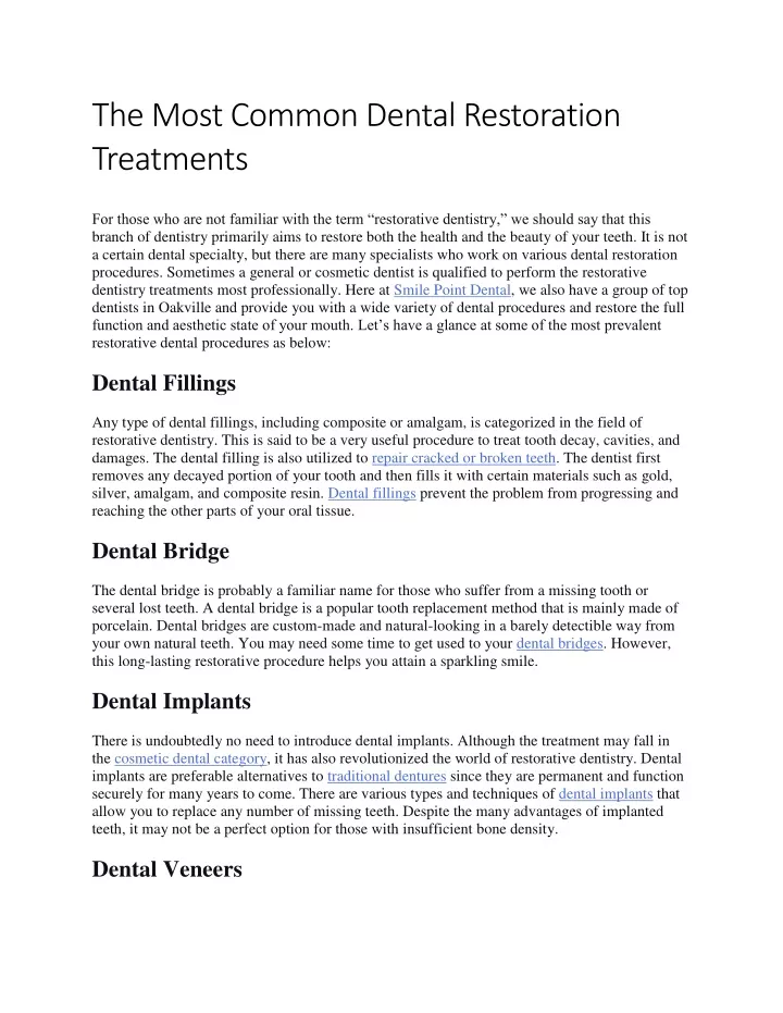 PPT - The Most Common Dental Restoration Treatments PowerPoint ...