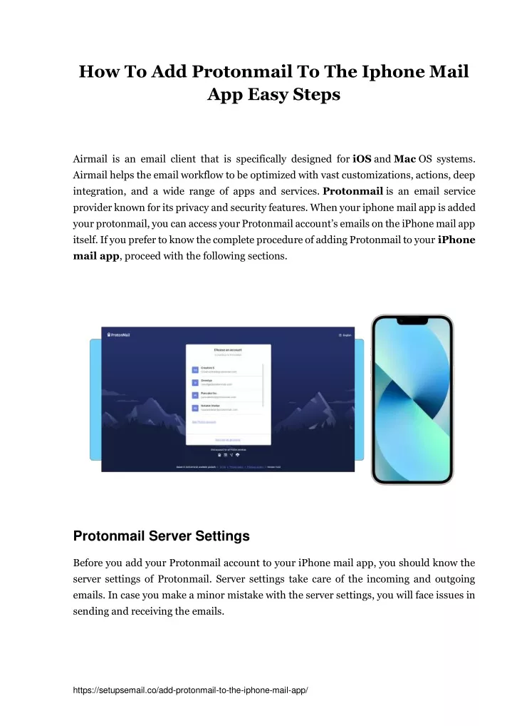 can you add protonmail to iphone mail app