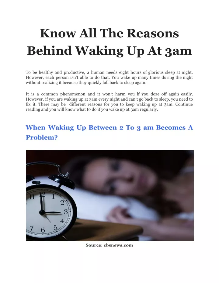 PPT Know All The Reasons Behind Waking Up At 3am PowerPoint 