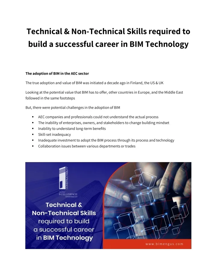 PPT - Technical & Non-technical skills for a successful BIM career in ...