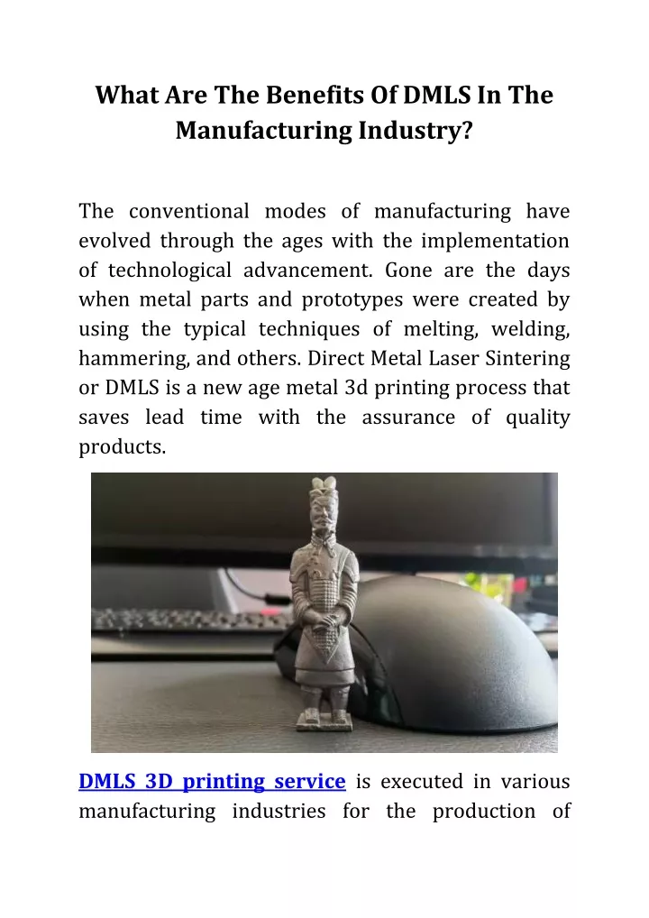 What Are The Benefits Of DMLS In The Manufacturing Industry - pdf