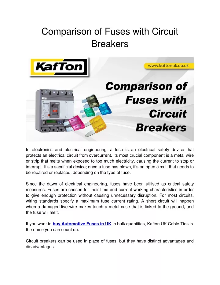 PPT Comparison of Fuses with Circuit Breakers PowerPoint Presentation