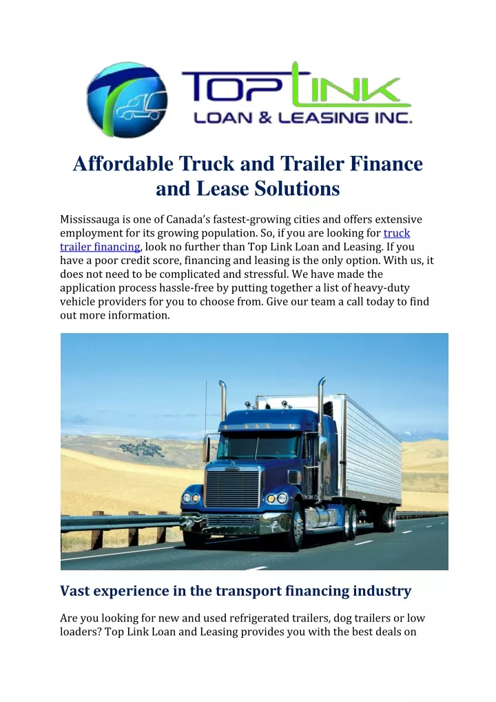 truck and trailer financing