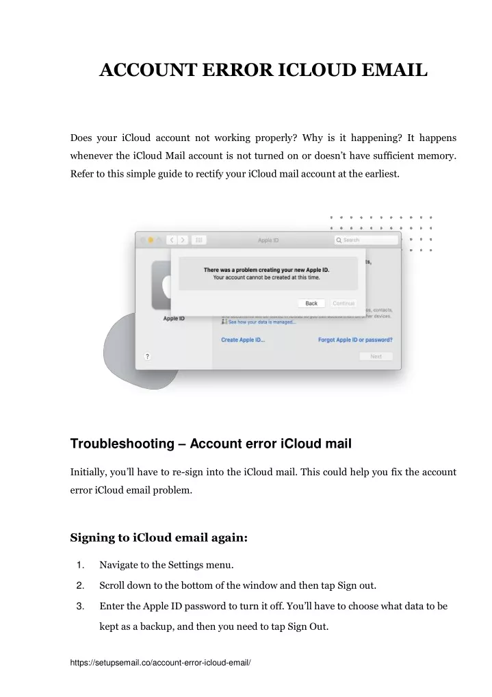 email account error icloud