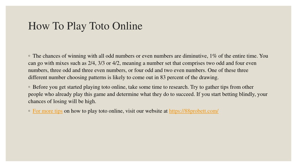 PPT - How To Play Toto Online PowerPoint Presentation, free download