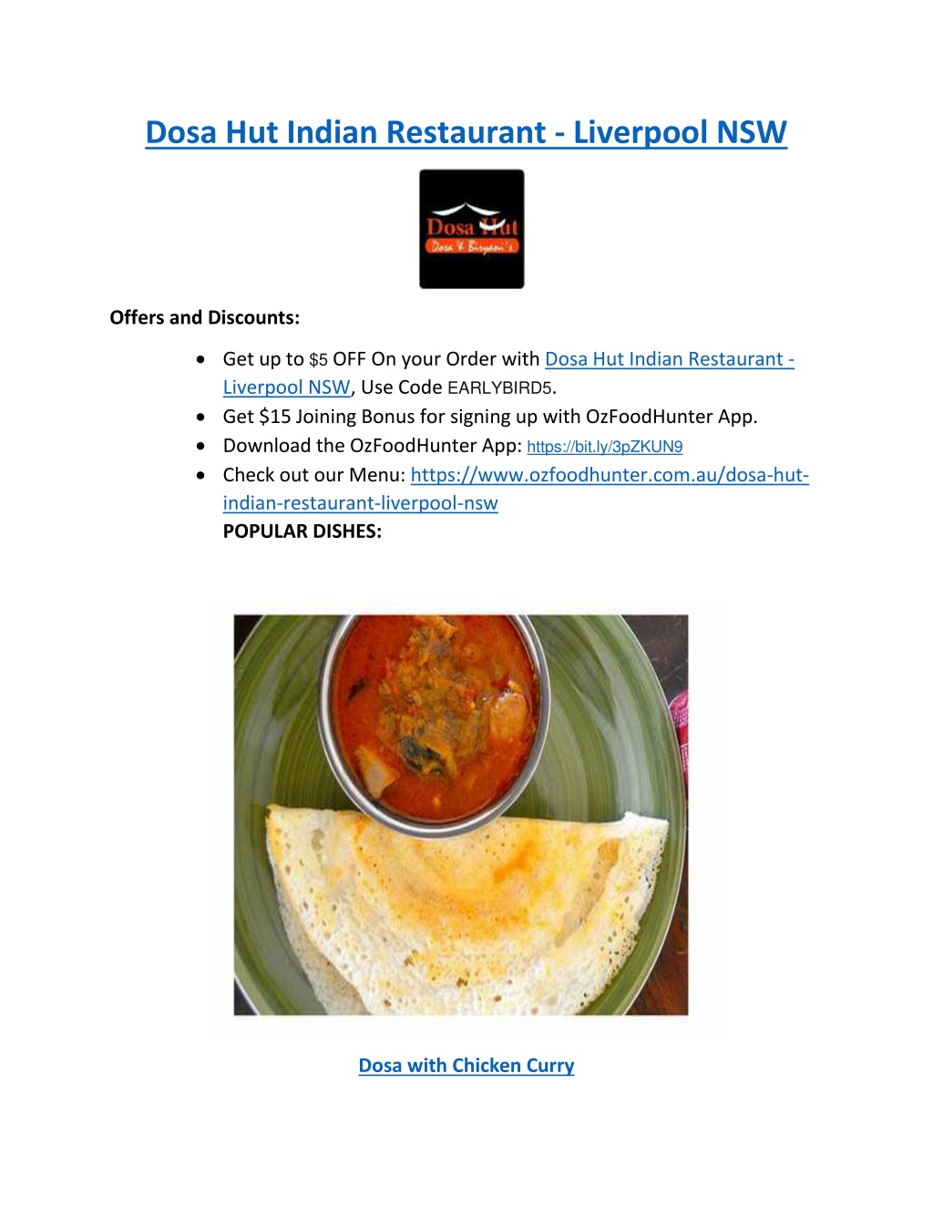 PPT - 5% off - Dosa Hut Indian Restaurant Liverpool Menu NSW PowerPoint ...