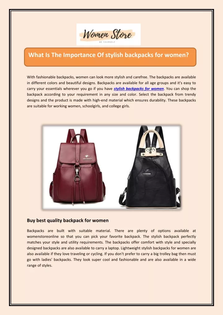 What Is The Importance Of stylish backpacks for women?