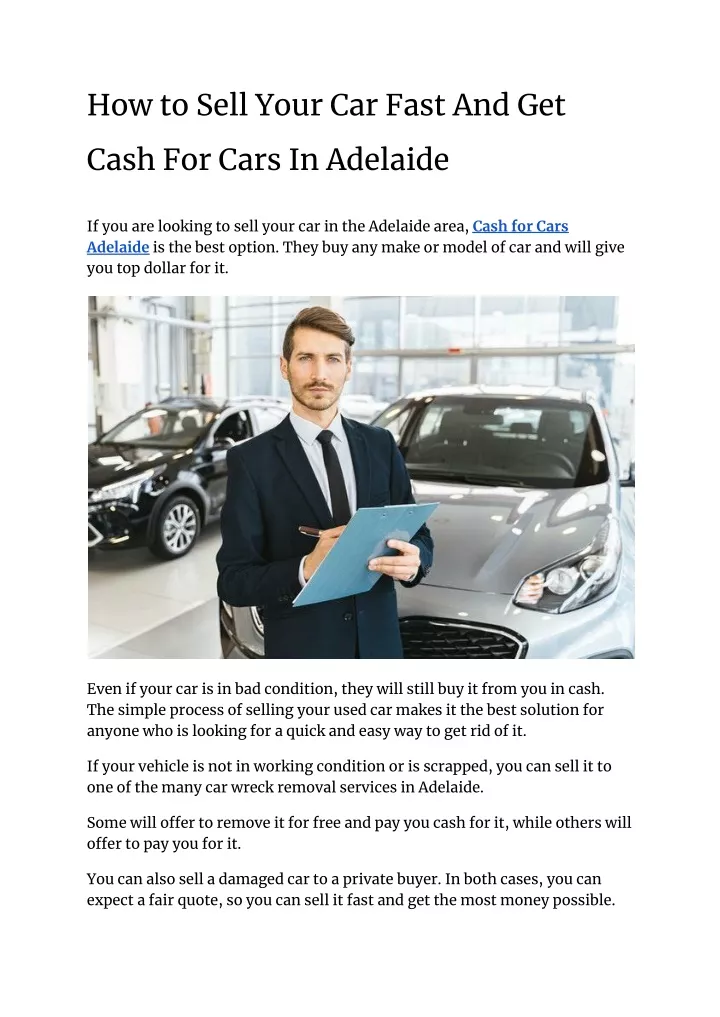 PPT How to Sell Your Car Fast And Get Cash For Cars In Adelaide PowerPoint Presentation ID