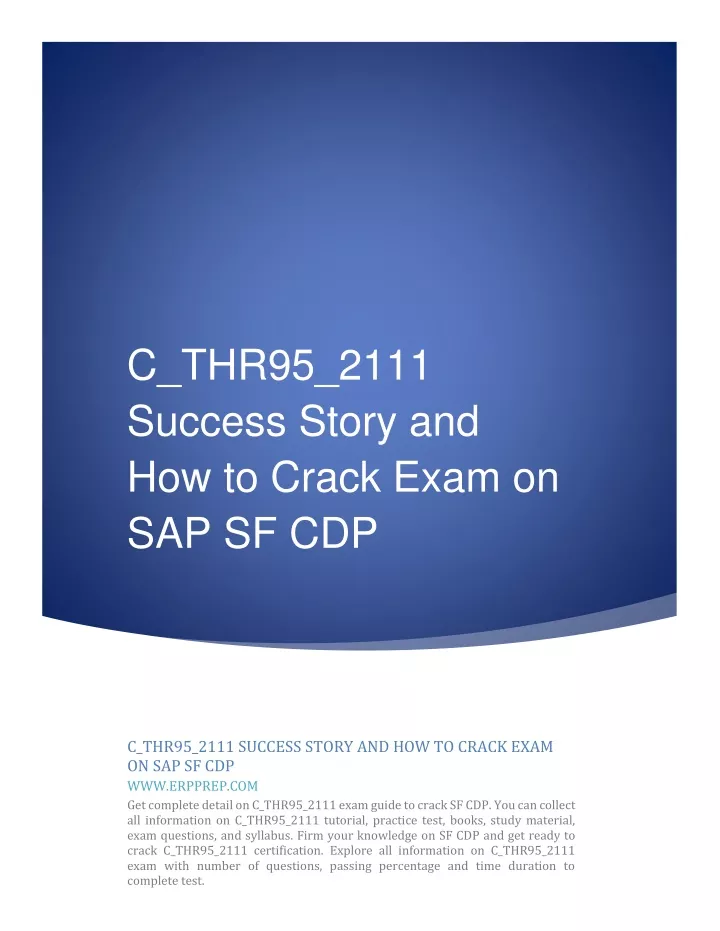 C-THR95-2211 Reliable Test Tutorial