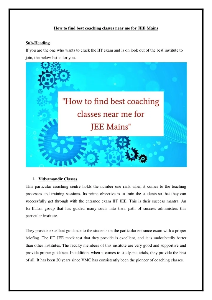 PPT How to find best coaching classes near me for JEE Mains