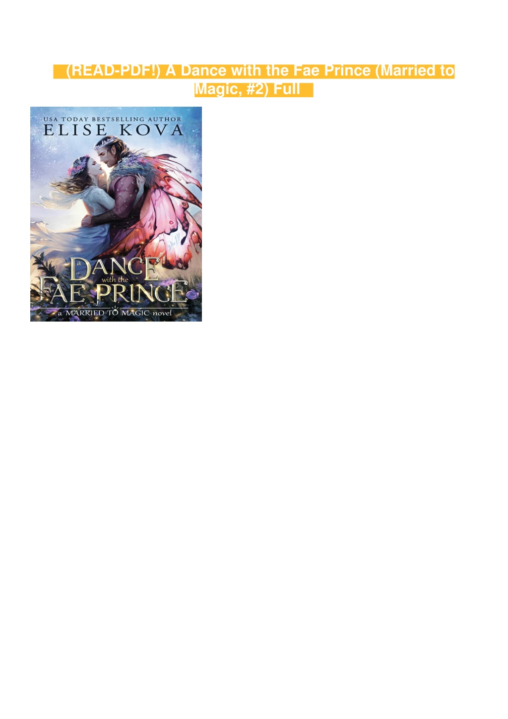 Ppt Read Pdf A Dance With The Fae Prince Married To Magic 2