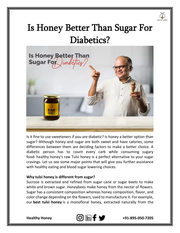 Is Honey Better Than Sugar For Diabetics