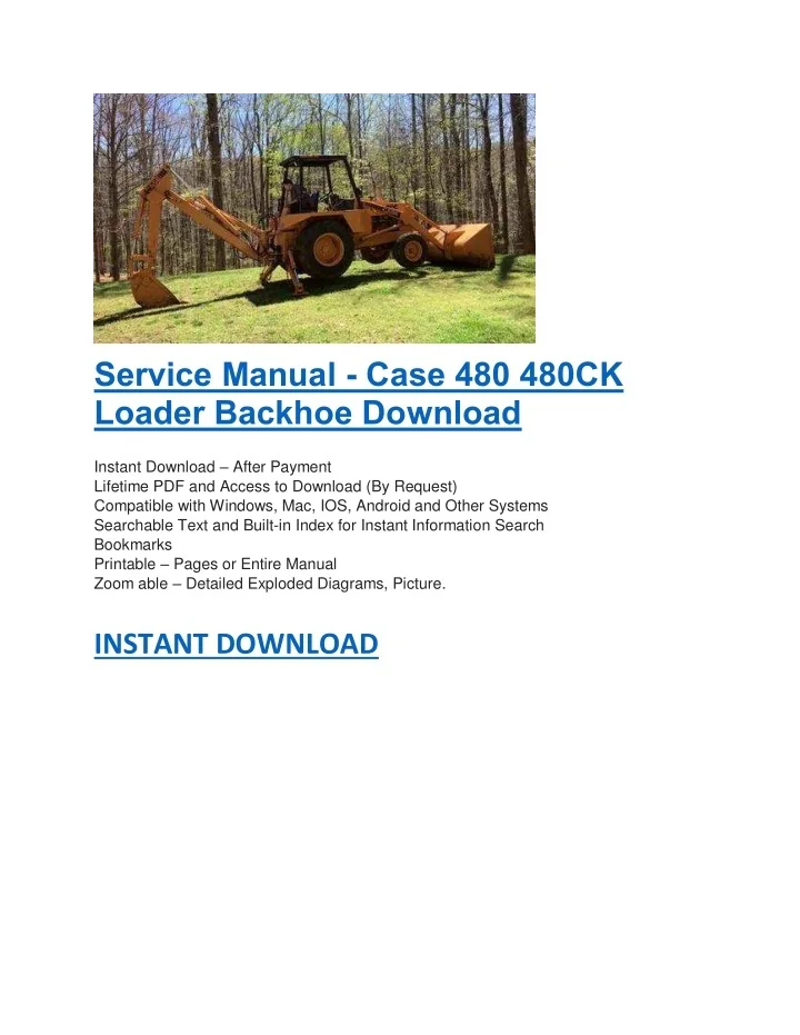 PPT Service Manual Case 480 480CK Loader Backhoe Download