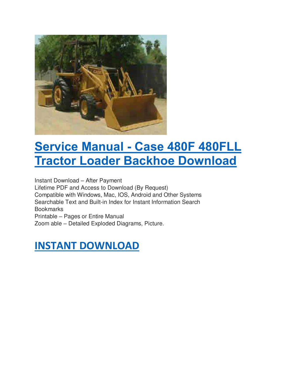 Ppt - Service Manual - Case 480f 480fll Tractor Loader Backhoe 