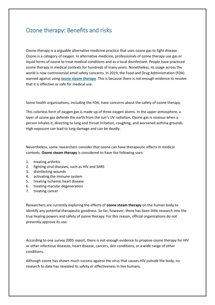 PPT Ozone therapy Benefits and risks PowerPoint Presentation, free