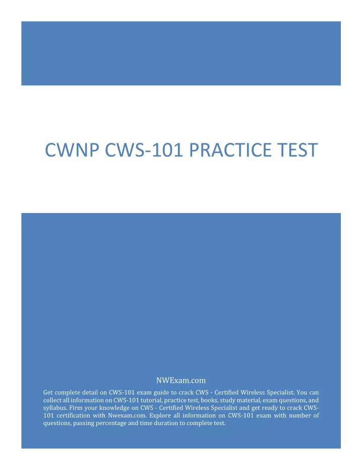 PPT CWNP CWS 101 Certification Practice Test PowerPoint Presentation PPT CWNP CWS 101 Certification Practice Test PowerPoint Presentation