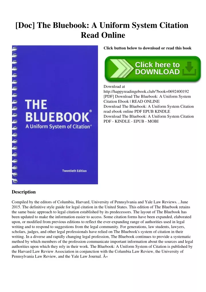 PPT - [Doc] The Bluebook A Uniform System Citation Read Online ...