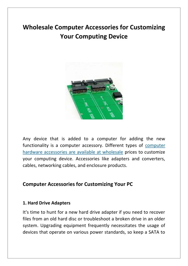 PPT Wholesale Computer Accessories for Customizing Your Computing Device PowerPoint