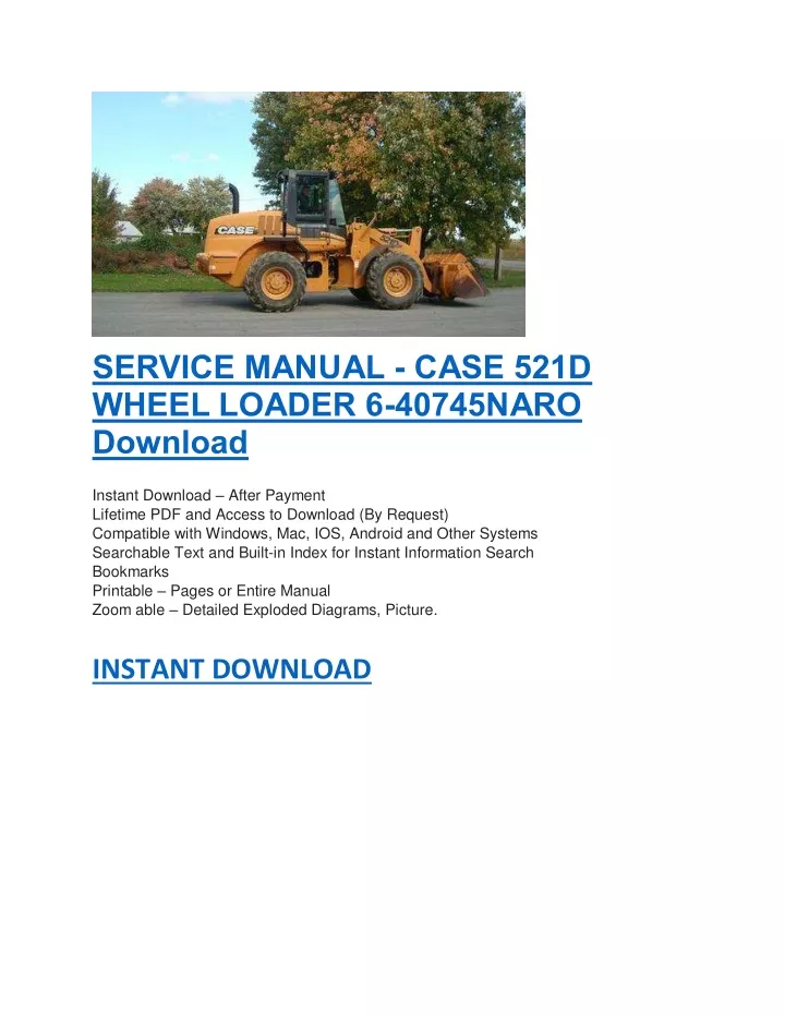 PPT - SERVICE MANUAL - CASE 521D WHEEL LOADER 6-40745NARO Download ...