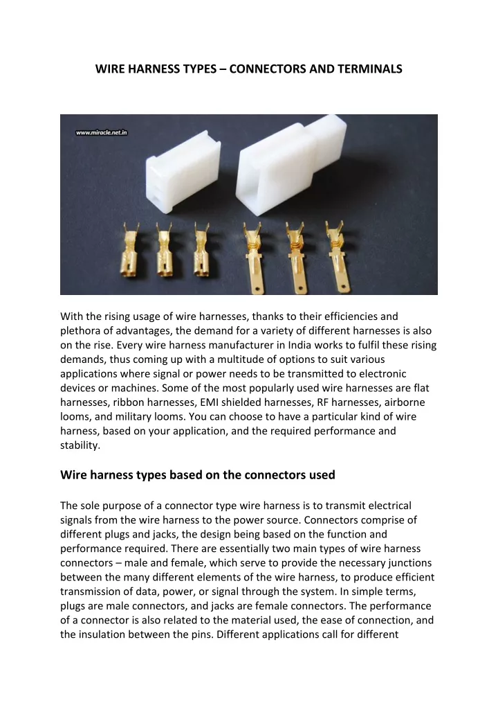 Ppt Wire Harness Types Connectors And Terminals Powerpoint Presentation Id11104467 