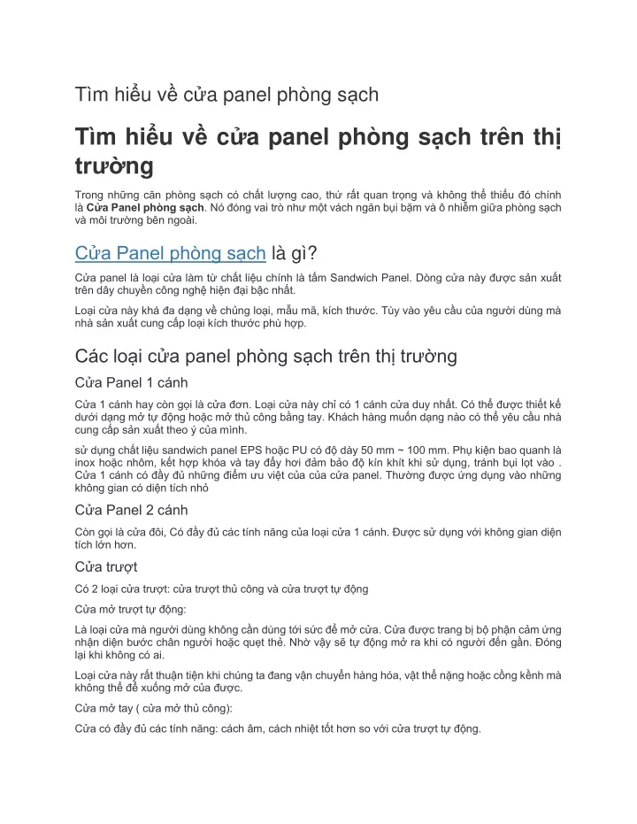 PPT - Tìm Hiểu Về Cửa Panel Phòng Sạch PowerPoint Presentation - ID ...