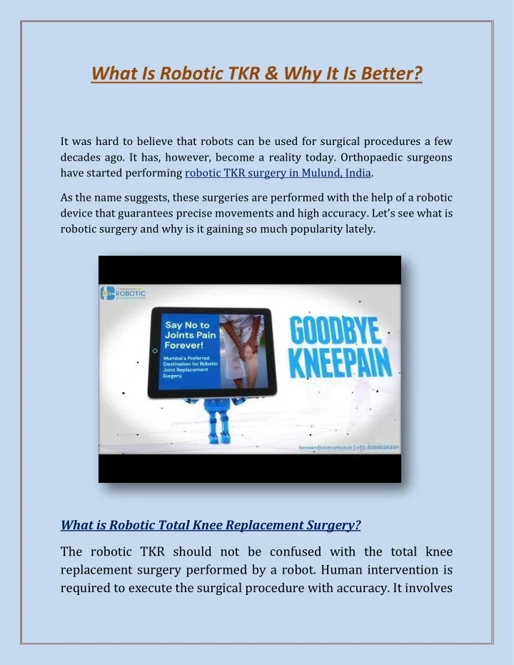 PPT What Is Robotic TKR & Why It Is Better Robotic Knee Replacement