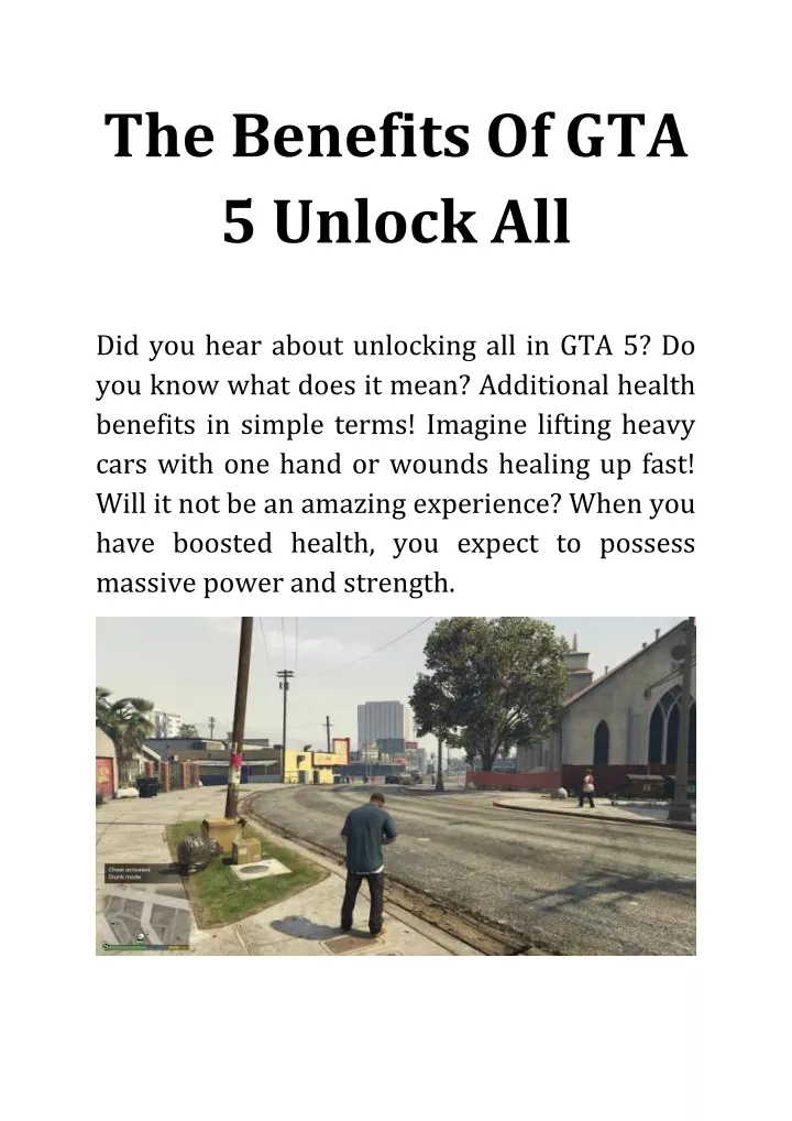 the benefits of gta 5 unlock all n.