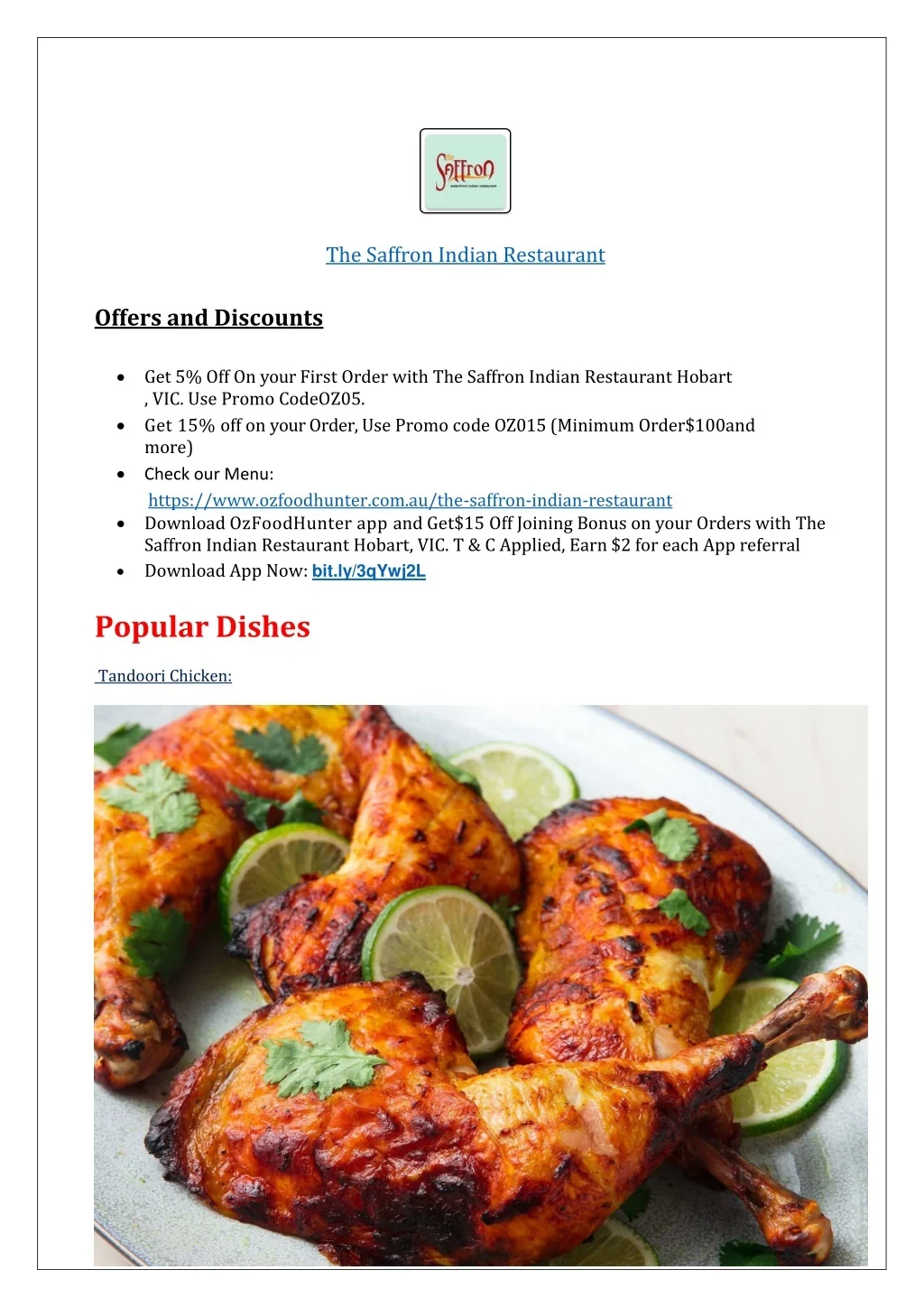 PPT 5 off The Saffron Indian Restaurant Menu Hobart,TAS PowerPoint