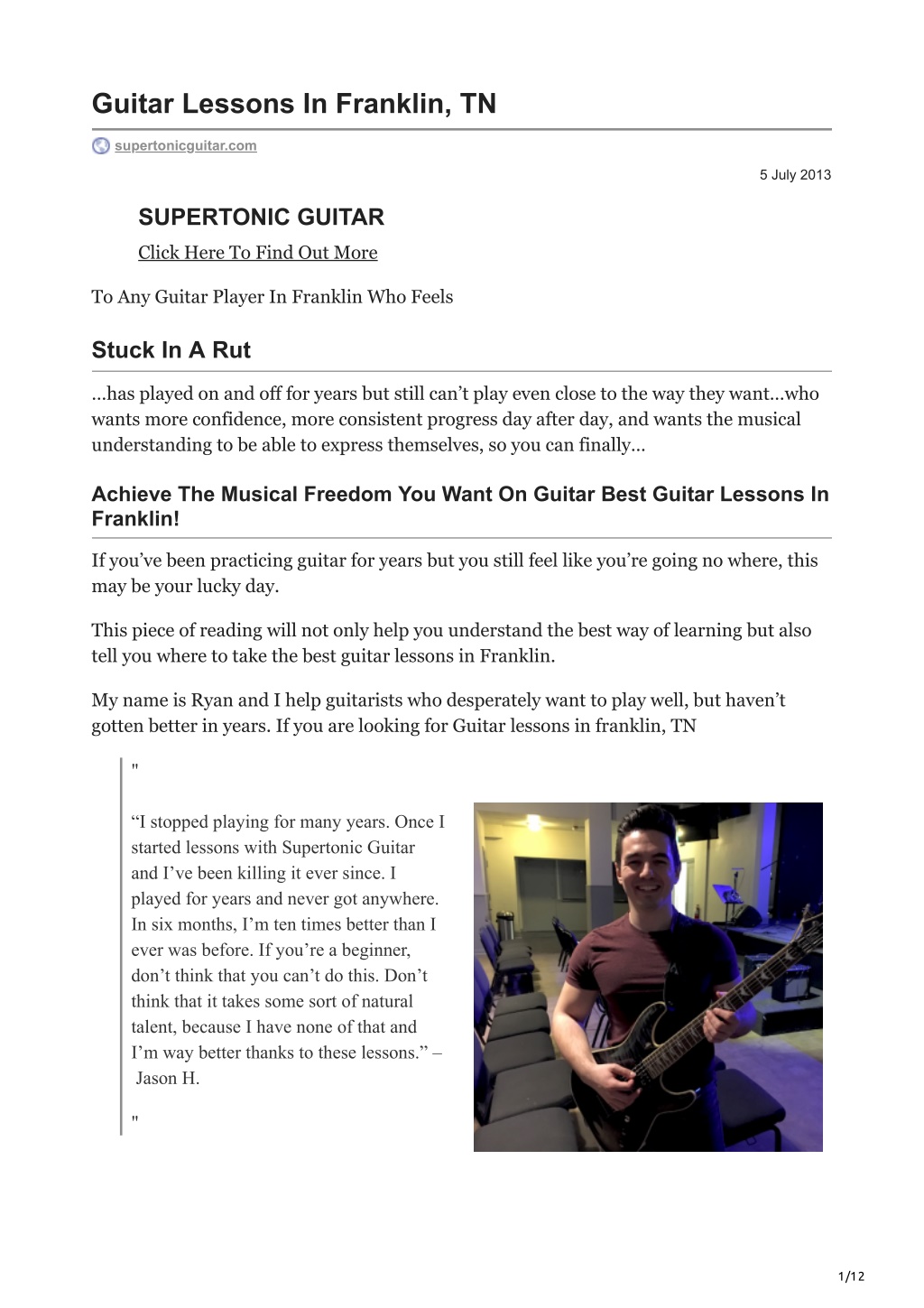 PPT Guitar Lessons In Franklin TN PowerPoint Presentation, free