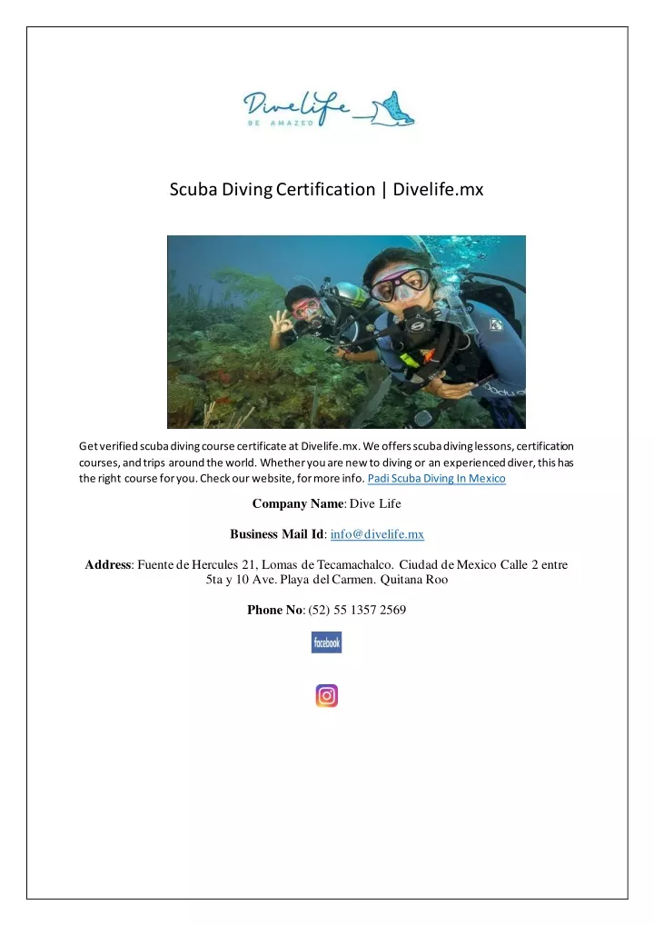 PPT Scuba Diving Certification Divelife mx PowerPoint Presentation