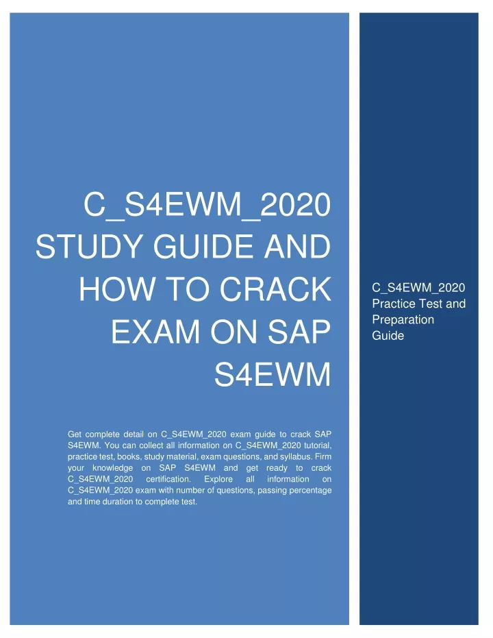 C_S4EWM_2020 Study Dumps