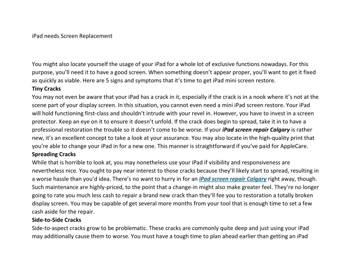 PPT ipad screen repair Calgary PowerPoint Presentation, free download